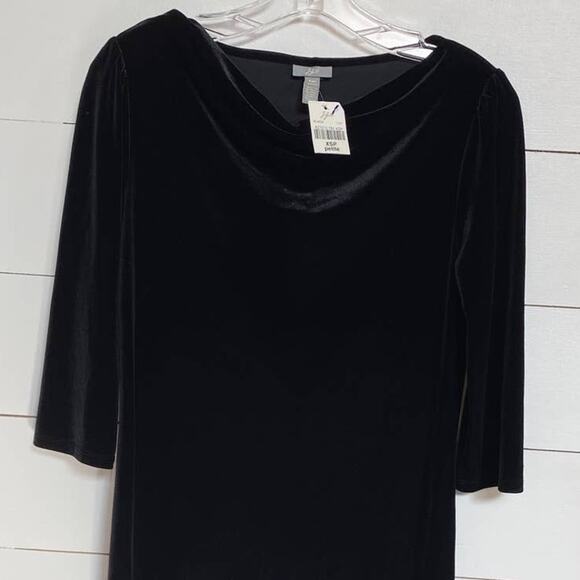 J. Jill Petites Elegant Black‎ Velvet Cowl Neck Drape Sheath dress - XSP NWT - Picture 6 of 9